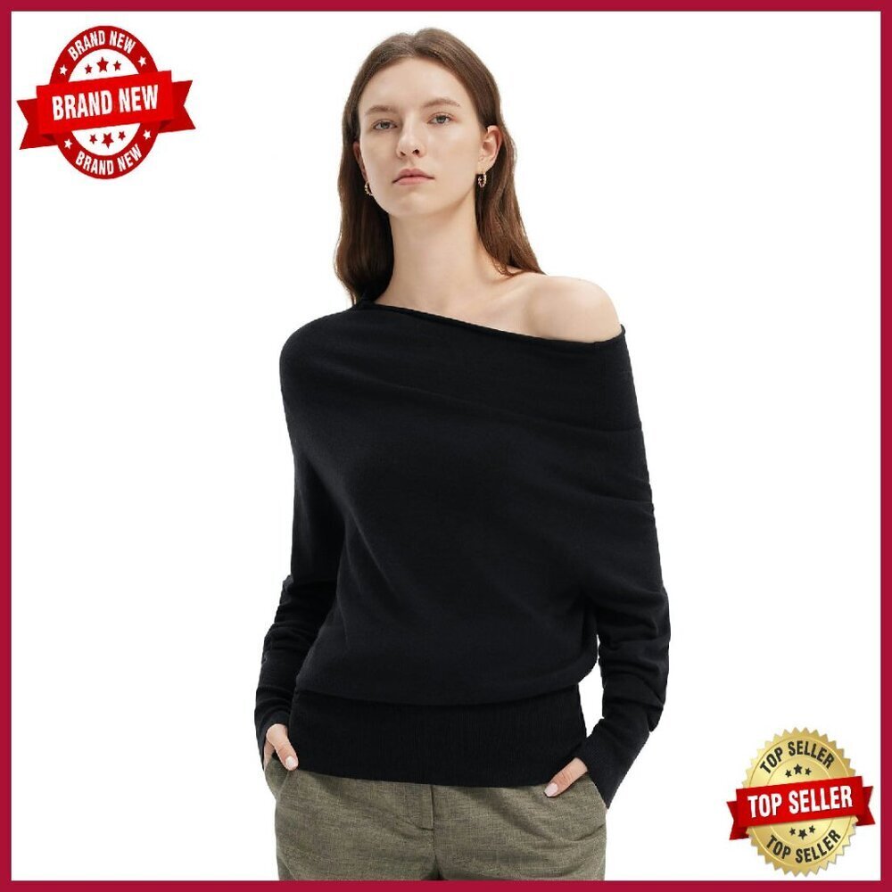 Cashmere Blend Oversized Off Shoulder Batwing Sweater Pullover